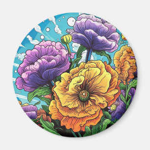 Kleurrijke bloem helder magneet