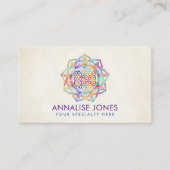 Kleurrijke bloem in Lotus mandala Visitekaartje (Voorkant)