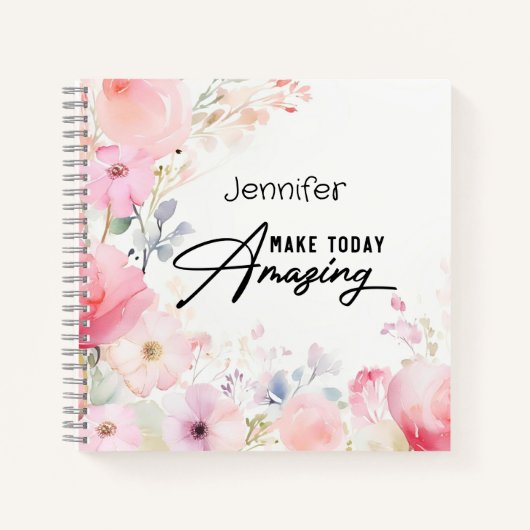 Kleurrijke Bloem Inspirerend Spiraal Notitieboek (Voorkant)