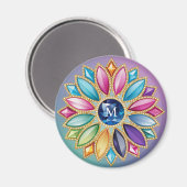 Kleurrijke bloem juweel magneet (Voorkant / Achterkant)