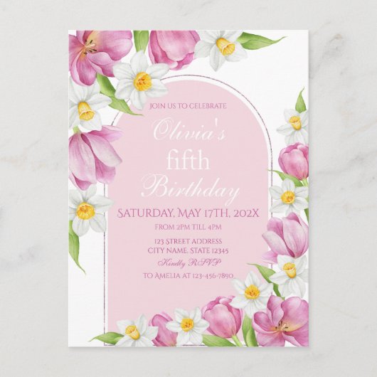 Kleurrijke Bloem Kinderen Verjaardag Briefkaart (Voorkant)