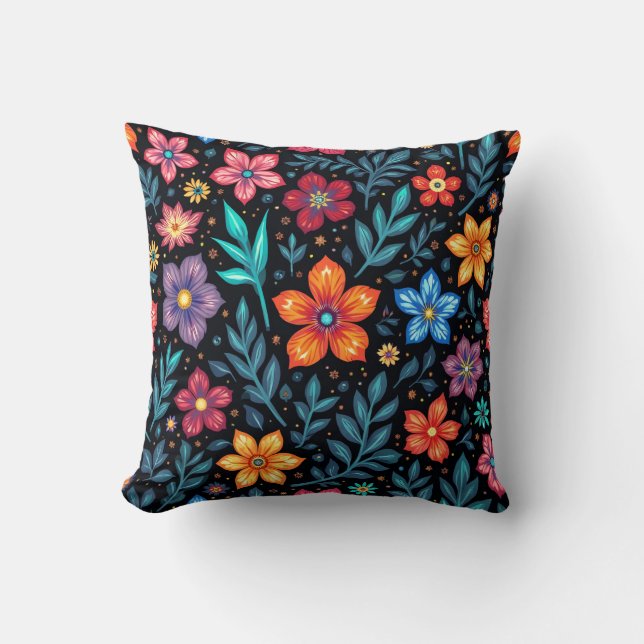 Kleurrijke Bloem Knop Achtergrond Kussen (Voorkant)