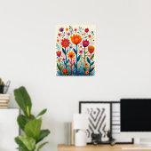 Kleurrijke bloem kunstillustratie, poster (Thuiskantoor)