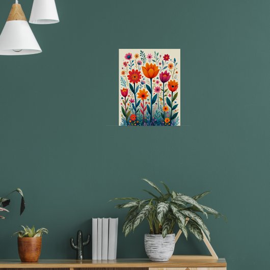 Kleurrijke bloem kunstillustratie, poster (Woonkamer 1)