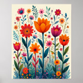Kleurrijke bloem kunstillustratie, poster (Voorkant)