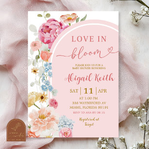 Kleurrijke bloem lente liefde in bloei uitnodiging