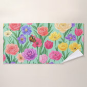 Kleurrijke bloem/ lente roos badhanddoek (Badhanddoek)