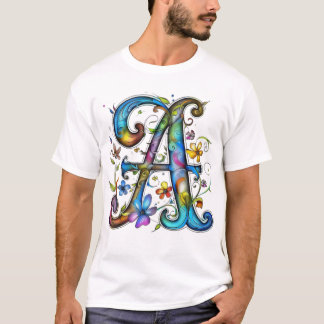 Kleurrijke Bloem Letter A – Artistiek Monogram Alp T-shirt