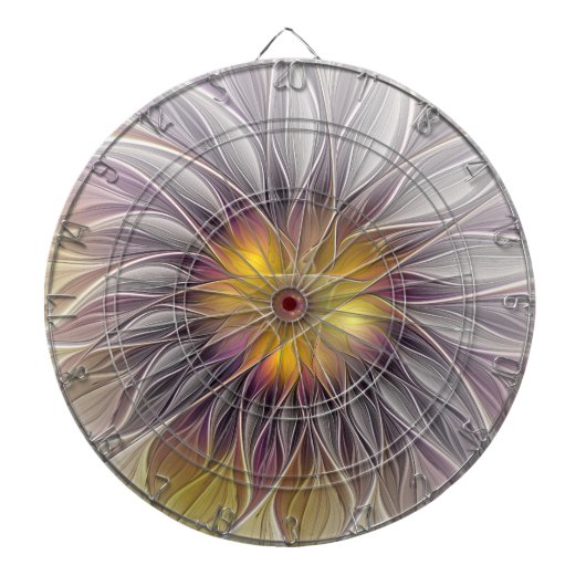 Kleurrijke Bloem Lichtend, Abstracte Moderne Fract Dartbord (Voorkant)