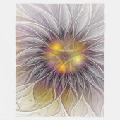 Kleurrijke Bloem Lichtend, Abstracte Moderne Fract Fleece Deken (Voorkant)