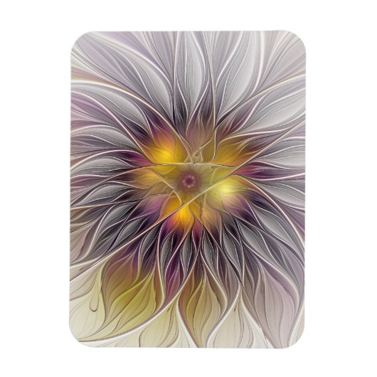 Kleurrijke Bloem Lichtend, Abstracte Moderne Fract Magneet (Verticaal)