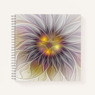 Kleurrijke Bloem Lichtend, Abstracte Moderne Fract Notitieboek