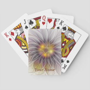 Kleurrijke Bloem Lichtgevend, Abstracte Fractale N Pokerkaarten