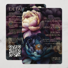 Kleurrijke bloem met QR-code in een donkere stemmi Kaart
