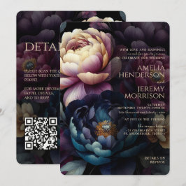 Kleurrijke bloem met QR-code in een donkere stemmi Kaart