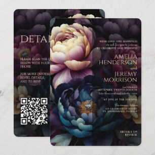 Kleurrijke bloem met QR-code in een donkere stemmi Kaart
