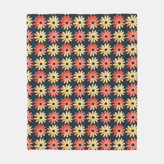 Kleurrijke bloem met rode, Oranje bloem Fleece Deken (Voorkant)