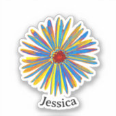 Kleurrijke bloem  modern gepersonaliseerde uitsned sticker (Voorkant)