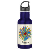 Kleurrijke Bloem  Modern Stijlvol Gepersonaliseerd Waterfles (Voorkant)