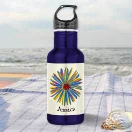 Kleurrijke Bloem  Modern Stijlvol Gepersonaliseerd Waterfles