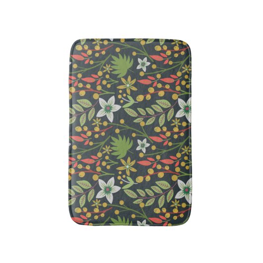 Kleurrijke bloem naadloze patroonbloemen en verlat badmat (Voorkant Verticaal)