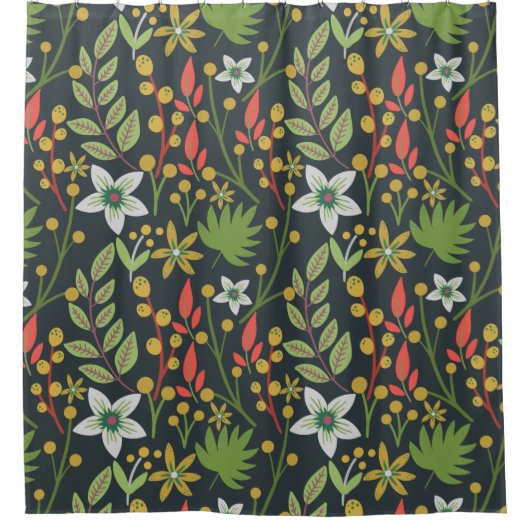 Kleurrijke bloem naadloze patroonbloemen en verlat douchegordijn (Voorkant)