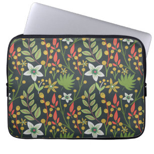 Kleurrijke bloem naadloze patroonbloemen en verlat laptop sleeve