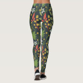 Kleurrijke bloem naadloze patroonbloemen en verlat leggings (Achterkant)