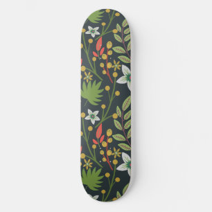 Kleurrijke bloem naadloze patroonbloemen en verlat persoonlijk skateboard
