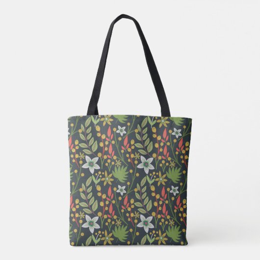 Kleurrijke bloem naadloze patroonbloemen en verlat tote bag (Achterkant)
