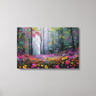 Kleurrijke bloem natuur scène wandkunst – Schitter Canvas Afdruk
