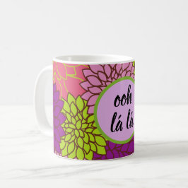 Kleurrijke bloem Ooh la la/ Monogram Roze Paars Gr Koffiemok