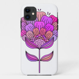 Kleurrijke bloem retro groovy roze mauve golvend Case-Mate iPhone case