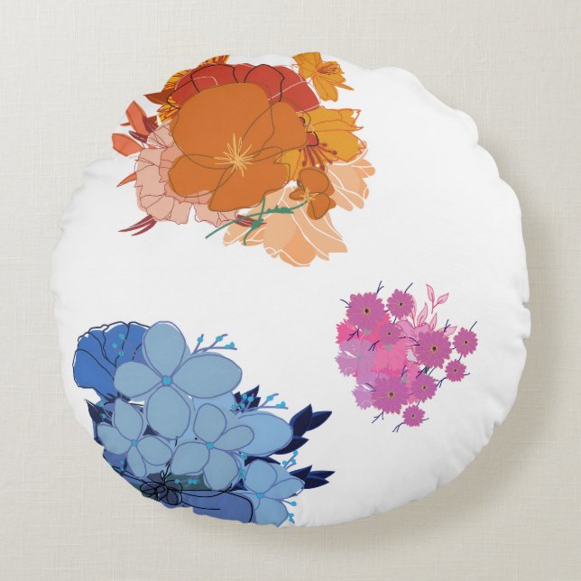 Kleurrijke Bloem  Rond Kussen (Voorkant)