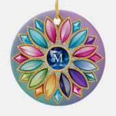 Kleurrijke Bloem Sieraad Keramisch Ornament (Achterkant)