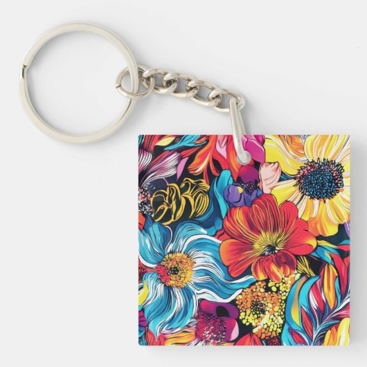 Kleurrijke Bloem Sleutelhanger (Voorkant)
