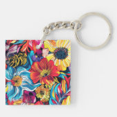 Kleurrijke Bloem Sleutelhanger (Achterkant)