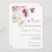 Kleurrijke bloem Spaanse bruiloft uitnodiging (Voorkant / Achterkant)