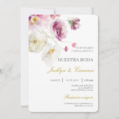 Kleurrijke bloem Spaanse bruiloft uitnodiging (Voorkant)