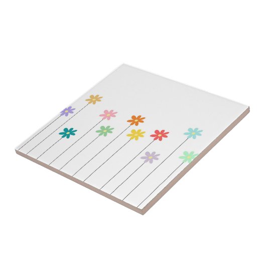  kleurrijke bloem tegeltje (Zijkant)