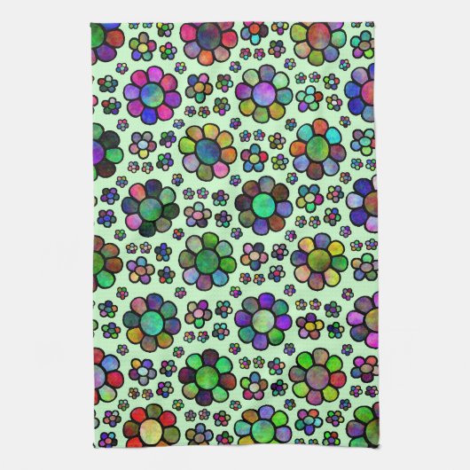 Kleurrijke bloem theedoek (Verticaal)