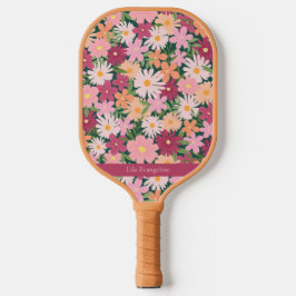 Kleurrijke Bloem Tuin Custom Name Pickleball Paddle