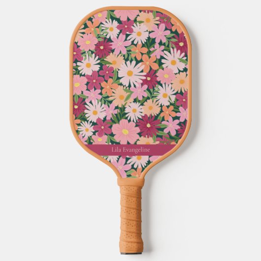 Kleurrijke Bloem Tuin Custom Name Pickleball Paddle (Voorkant)