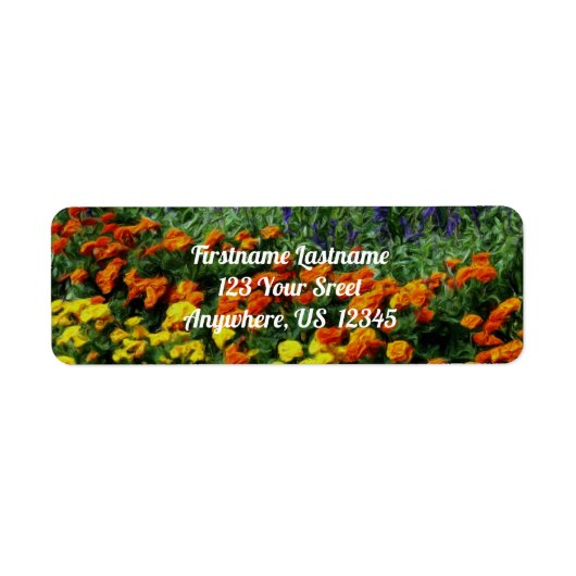 Kleurrijke bloem Tuinolie Fotoverf adres Etiket (Voorkant)