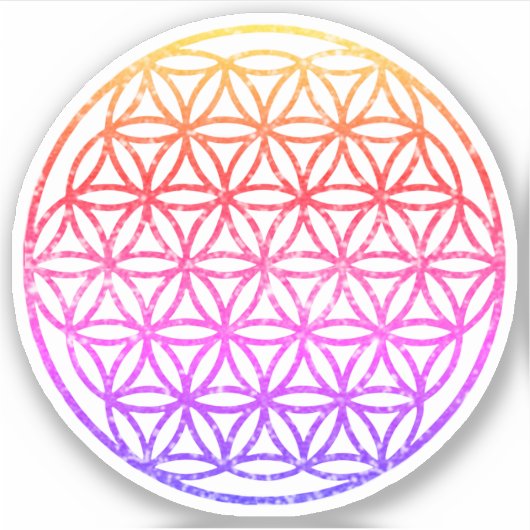 Kleurrijke bloem van het leven, heilige geometrie, sticker (Voorkant)