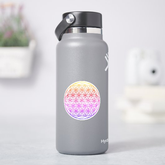 Kleurrijke bloem van het leven, heilige geometrie, sticker (HydroFlask)