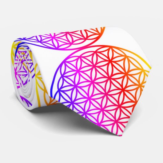 Kleurrijke bloem van het levenspatroon heilige geo stropdas (Opgerold)