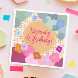 Kleurrijke Bloem Verjaardag Dopamine Papieren Serv Servet