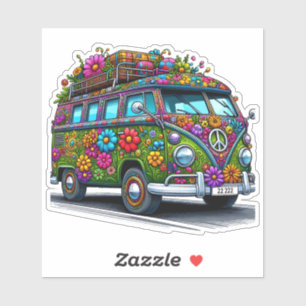 Kleurrijke bloem versierde Van geparkeerd op een z Sticker