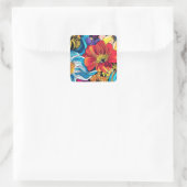 Kleurrijke Bloem Vierkante Sticker (Tas)